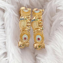 Rajwadi Collection Gold Plated Kundan Stone And Meenakari Openable Bangles Set