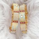 Rajwadi Collection Gold Plated Kundan Stone And Meenakari Openable Bangles Set