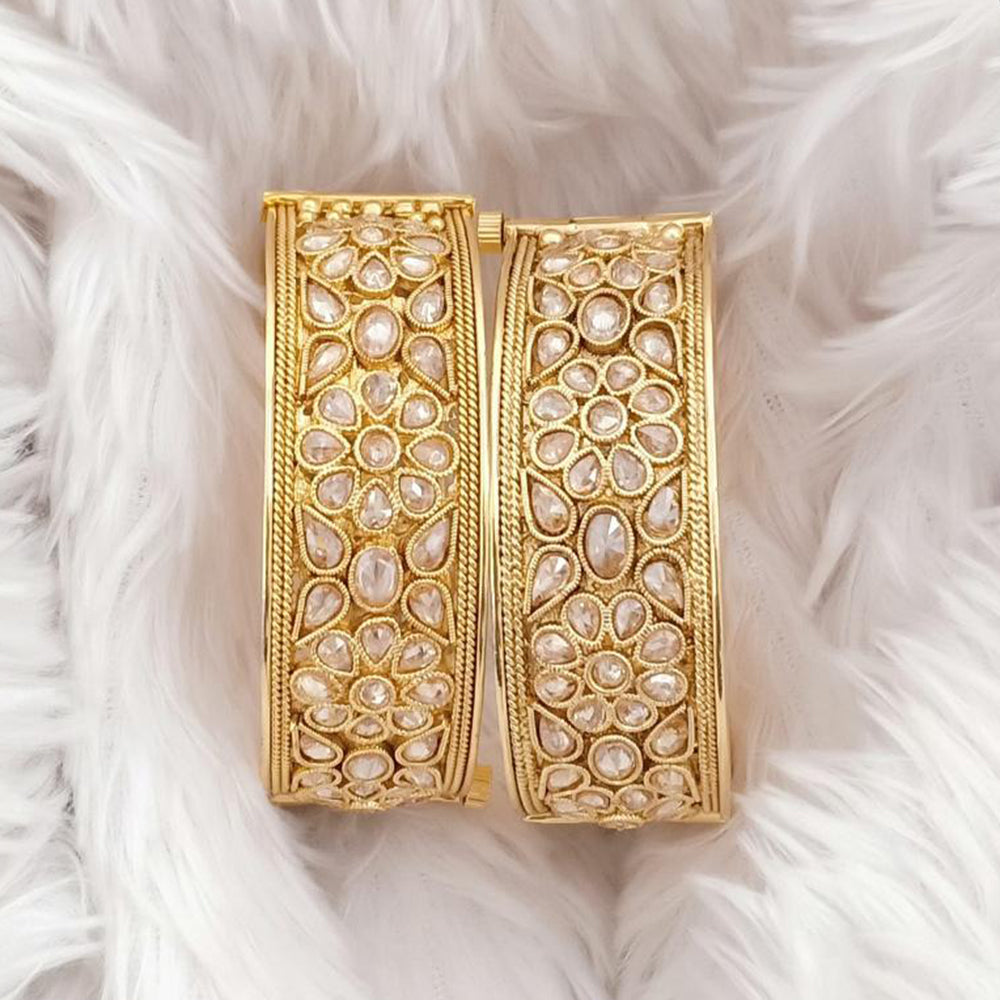 Rajwadi Collection Gold Plated Crystal Stone Openable Bangles Set
