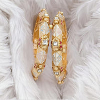 Rajwadi Collection Gold Plated Kundan Stone And Meenakari Openable Bangles Set