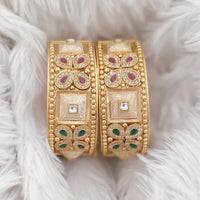 Rajwadi Collection Gold Plated Crystal Stone Openable Bangles Set