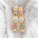 Rajwadi Collection Gold Plated Kundan Stone And Meenakari Openable Bangles Set