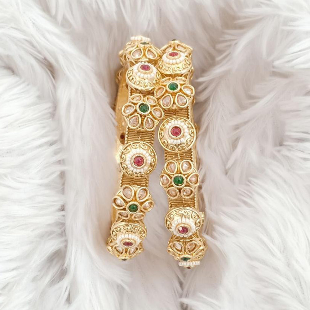 Rajwadi Collection Gold Plated Crystal Stone Openable Bangles Set