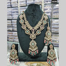 Rajwadi Collection Gold Plated Kundan Stone And Beads Long Necklace Set