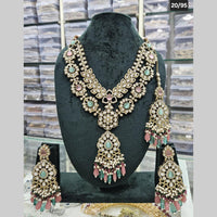 Rajwadi Collection Gold Plated Kundan Stone And Beads Long Necklace Set