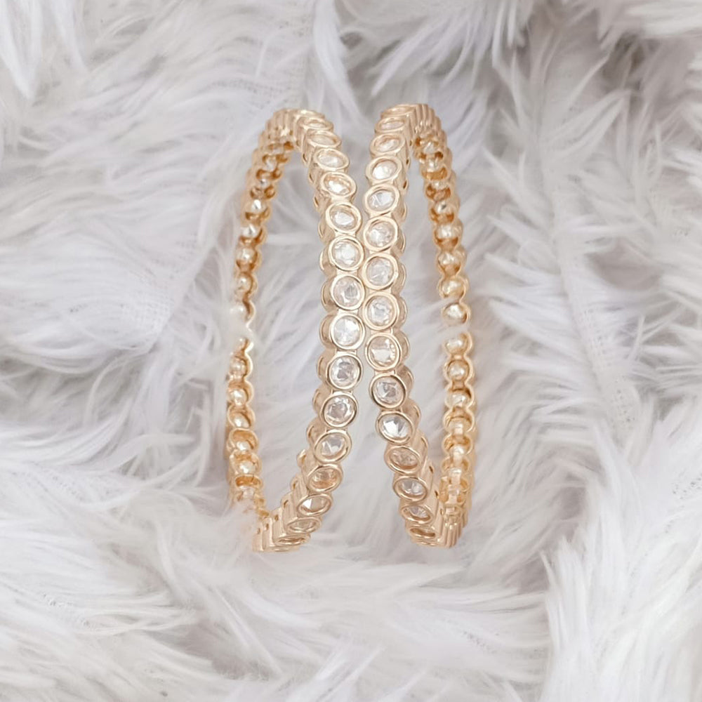 Rajwadi Collection Gold Plated Crystal Stone Bangles Set