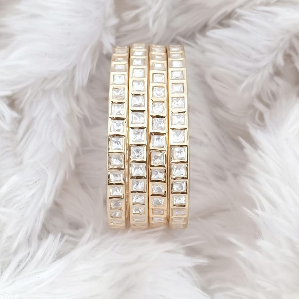 Rajwadi Collection Gold Plated Crystal Stone Bangles Set