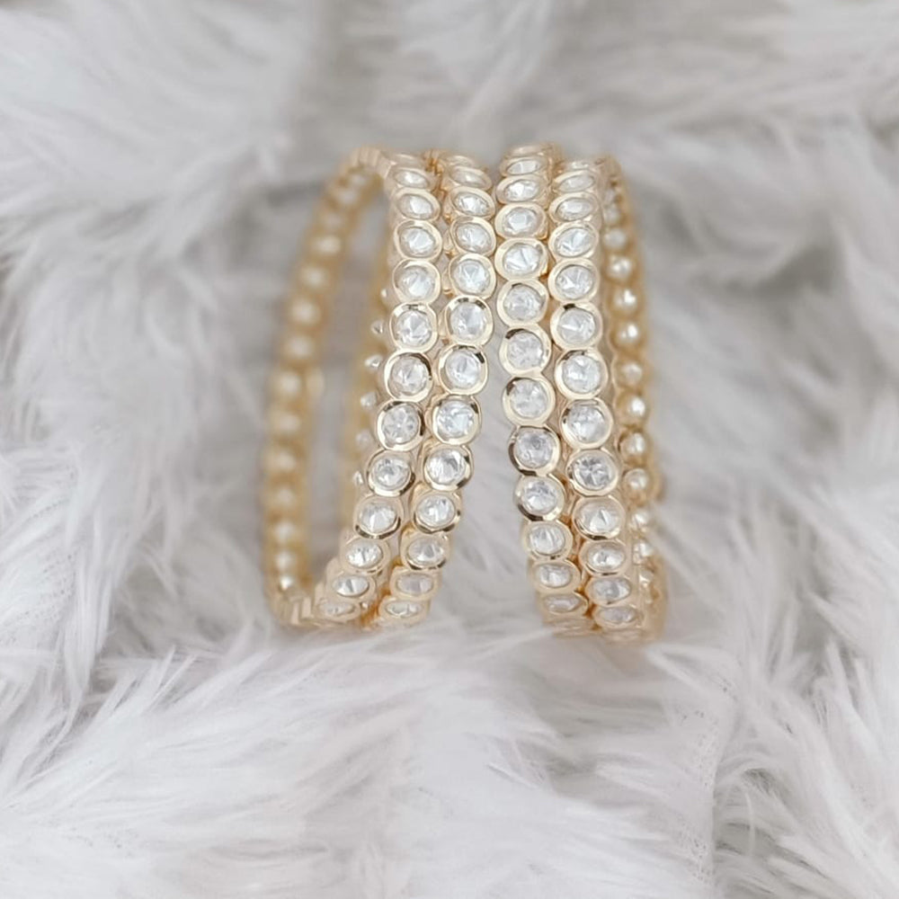 Rajwadi Collection Gold Plated Crystal Stone Bangles Set
