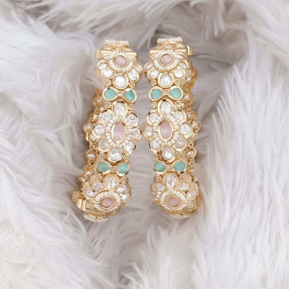 Rajwadi Collection Gold Plated Crystal Stone Bangles Set
