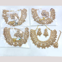 Rajwadi Collection Gold Plated Pota Stone  Necklace Set