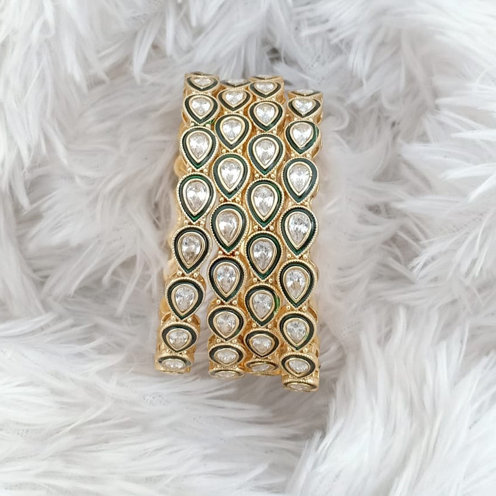 Rajwadi Collection Gold Plated Crystal Stone Bangles Set
