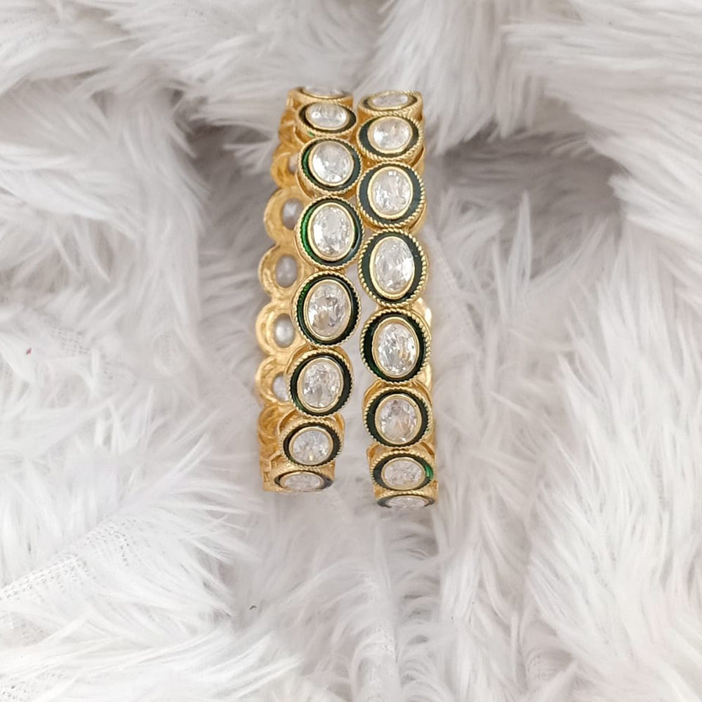 Rajwadi Collection Gold Plated Crystal Stone Bangles Set
