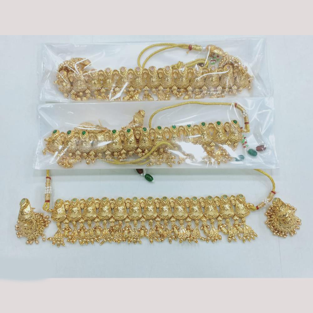 Rajwadi Collection Gold Plated Pota Stone Necklace