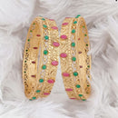 Rajwadi Collection Gold Plated Pota Stone Bangles Set