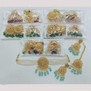 Rajwadi Collection Gold Plated Pota Stone Choker Necklace Set