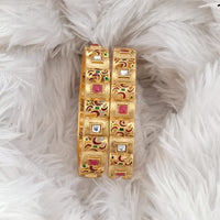 Rajwadi Collection Gold Plated Pota Stone Bangles Set