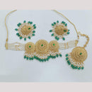 Rajwadi Collection Gold Plated Pota Stone Necklace Set
