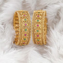 Rajwadi Collection Gold Plated Pota Stone Openable Bangles Set