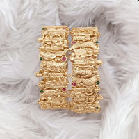 Rajwadi Collection Gold Plated Pota Stone Openable Bangles Set