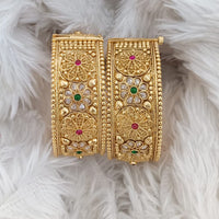 Rajwadi Collection Gold Plated Pota Stone Openable Bangles Set