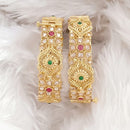 Rajwadi Collection Gold Plated Pota Stone Openable Bangles Set
