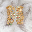 Rajwadi Collection Gold Plated Pota Stone Openable Bangles Set