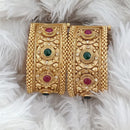 Rajwadi Collection Gold Plated Pota Stone Openable Bangles Set