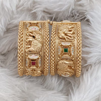 Rajwadi Collection Gold Plated Pota Stone Openable Bangles Set