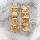 Rajwadi Collection Gold Plated Pota Stone Openable Bangles Set