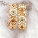 Rajwadi Collection Gold Plated Pota Stone Openable Bangles Set