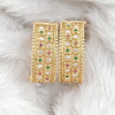 Rajwadi Collection Gold Plated Pota Stone Openable Bangles Set