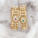Rajwadi Collection Gold Plated Pota Stone Openable Bangles Set