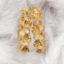 Rajwadi Collection Gold Plated Pota Stone Openable Bangles Set
