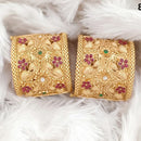 Rajwadi Collection Gold Plated Pota Stone Openable Bangles Set