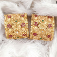 Rajwadi Collection Gold Plated Pota Stone Openable Bangles Set