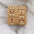 Rajwadi Collection Gold Plated Pota Stone Openable Bangles Set