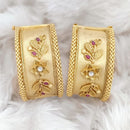 Rajwadi Collection Gold Plated Pota Stone Openable Bangles Set