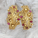 Rajwadi Collection Gold Plated Pota Stone Openable Bangles Set