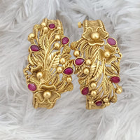Rajwadi Collection Gold Plated Pota Stone Openable Bangles Set