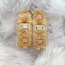 Rajwadi Collection Gold Plated Pota Stone Openable Bangles Set