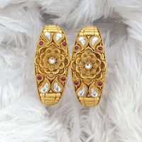 Rajwadi Collection Gold Plated Pota Stone Openable Bangles Set