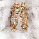 Rajwadi Collection Gold Plated Pota Stone Openable Bangles Set