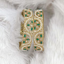 Rajwadi Collection Gold Plated Crystal Stone And Pearl Bangles Set