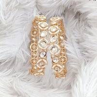 Rajwadi Collection Gold Plated Crystal Stone And Pearl Bangles Set