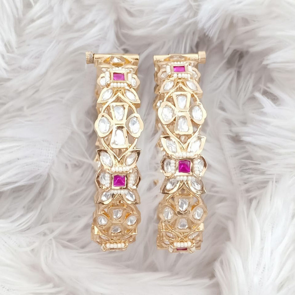 Rajwadi Collection Gold Plated Crystal Stone Bangles Set
