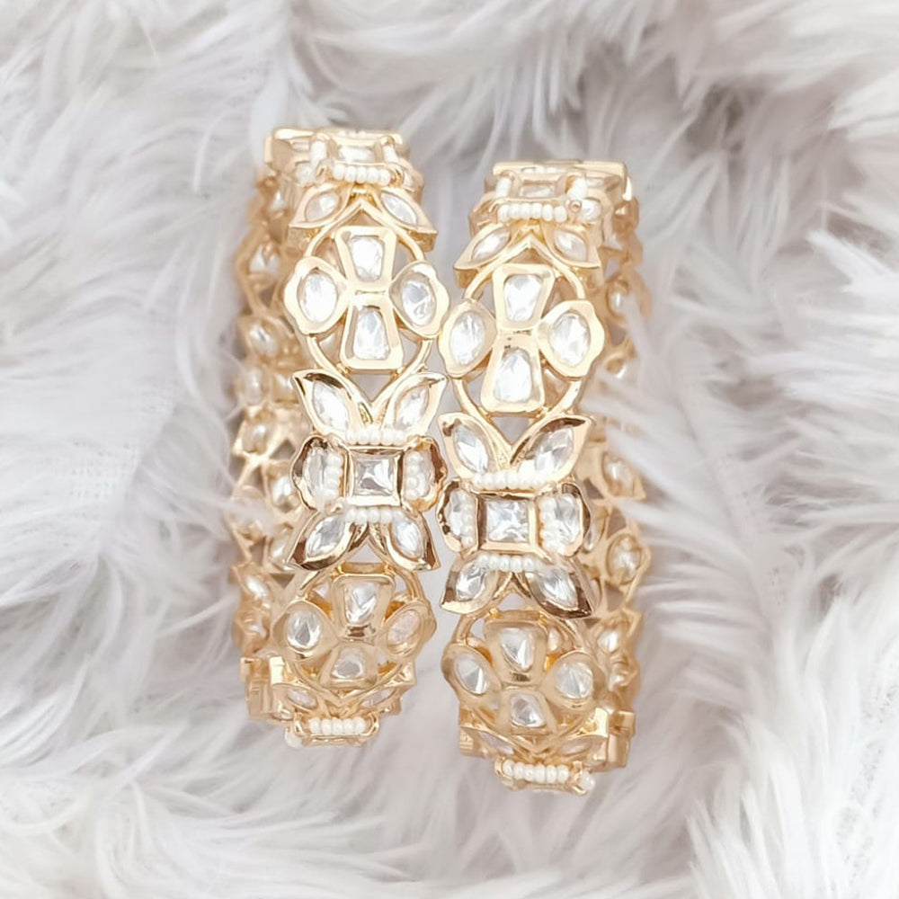 Rajwadi Collection Gold Plated Crystal Stone Bangles Set