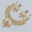 Rajwadi Collection Gold Plated Pota Stone Necklace Set for Women