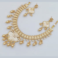 Rajwadi Collection Gold Plated Pota Stone Necklace Set for Women