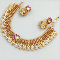 Rajwadi Collection Gold PlatedTraditional Kundan Stone Necklace Set