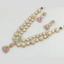 Rajwadi Collection Gold Plated Pota Stone Necklace Set for Women